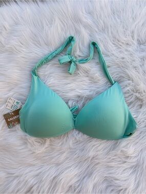 Calzedonia Aqua Blue Halter Bikini Top Size M NWT